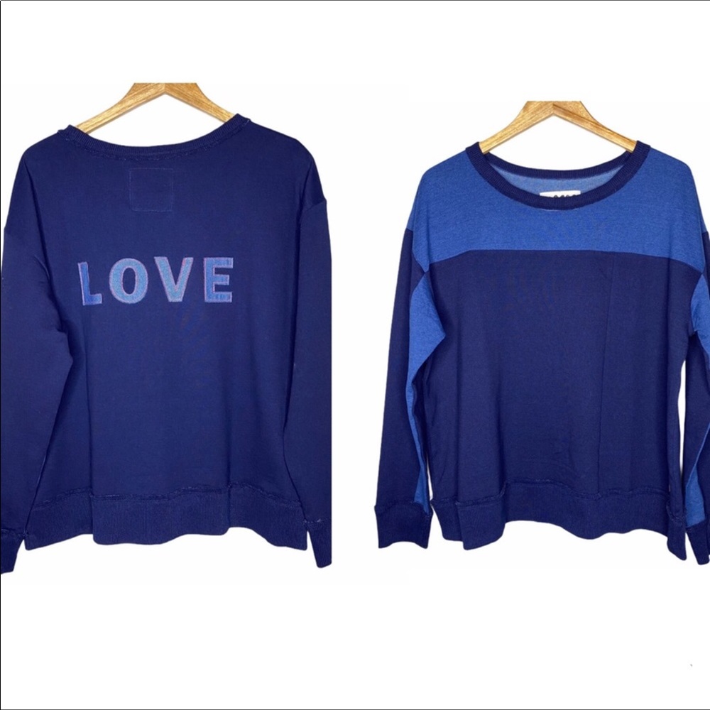 Peace Love World Color Block Sweatshirt Large